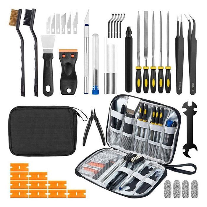 Kit DOutils pour Imprimante 3D (50 Pièces) Compatible /SLA Comprenant un Kit Nettoyage Buses un Grattoir des Outils des un