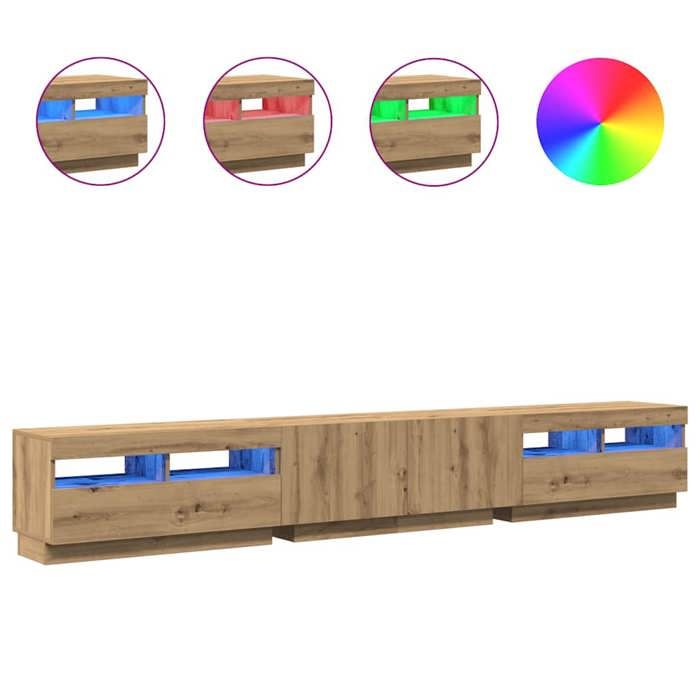 Luxe&Mode Meuble TV avec lumières LED chêne artisanal bois dingénierie 2 ans garantie LV8687
