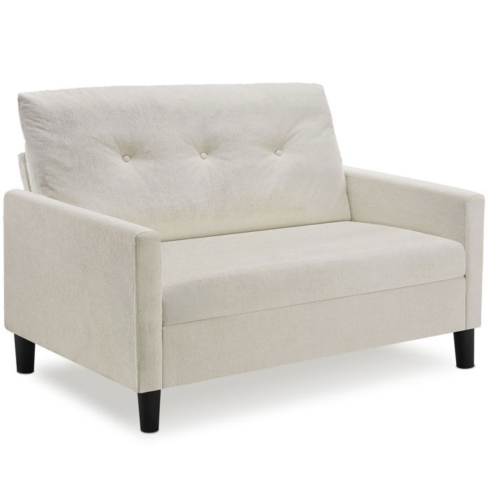 Canapé - TECTAKE - Canapé 2 places VIBORG avec coussin dassise 1215 x 77 x 91 cm - Crème