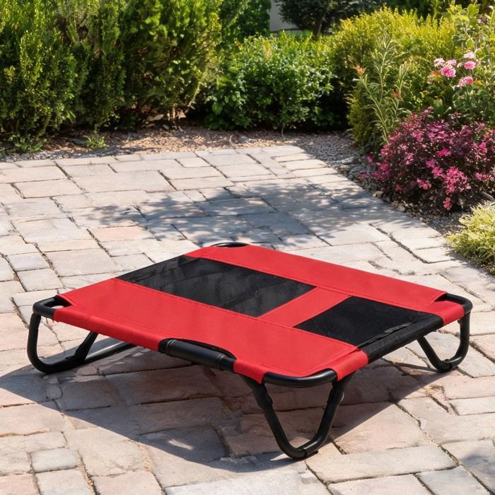 Lit surélevé XXL pour chien et chat structure métal époxy et toile textilène - Rouge Bois 48.03 x 36.22 x 9.06 cm Ref B3V0K4