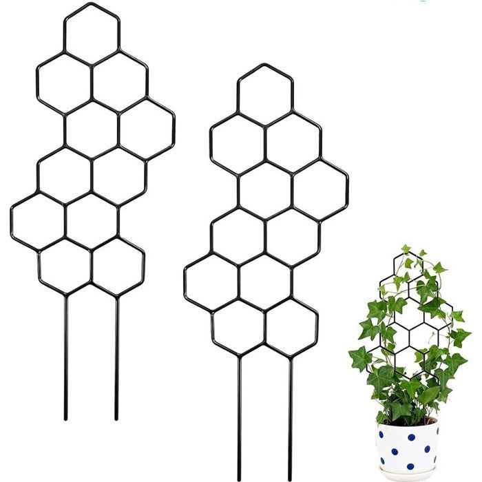 Lot de 2 Treillis Métalliques pour Plantes dIntérieur Support Grimpant en Forme Feuille Pothos Monstera Hoya et