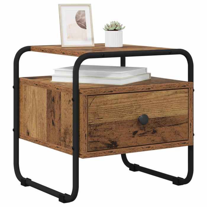 Elégance - Chic Petite Console de Lit - Lot de 2 Tables de chevet - Bois ancien - Bois dingénierie - 40x39 5x40cm_0465352