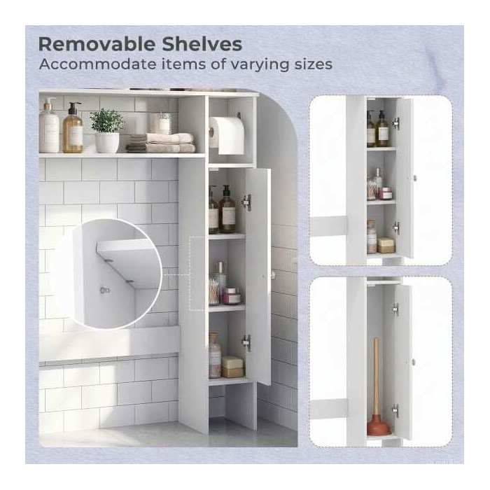 2 étagères amovibles meuble WC au-dessus des toilettes rangement salle de bain avec dérouleur papier blanc
