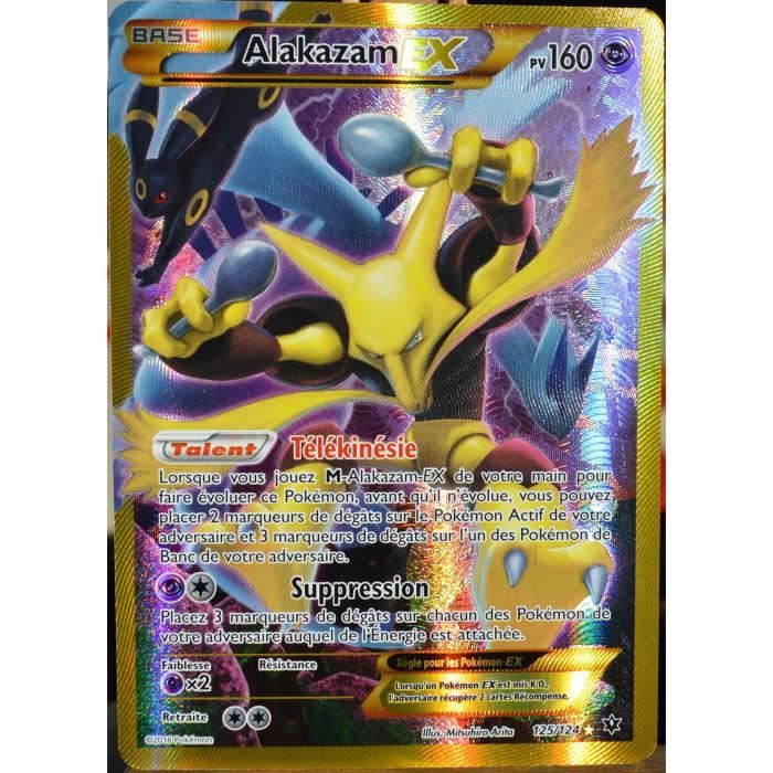 SECRETE Alakazam Ex FULL ART 160pv 125/124 XY Impact des Destins Carte
