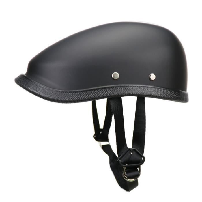 Noir mat - S - Demi-casque de vélo en cuir, demi-casque rétro