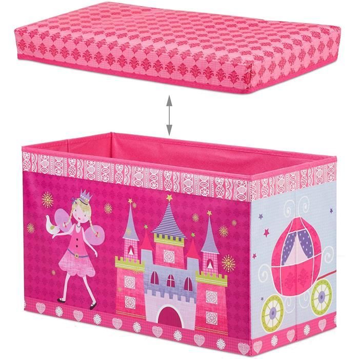 tabouret coffre boîte jouet pouf rangement enfant rose - classique - intemporel