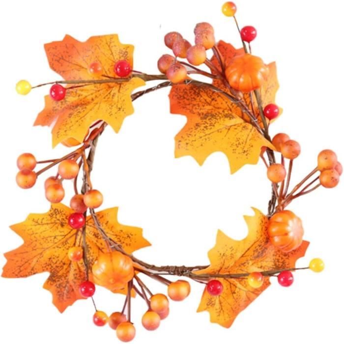 Couronne De Porte Automne Avec Citrouille Et érable - Décoration Murale Pour Thanksgiving Et Saison Automnale