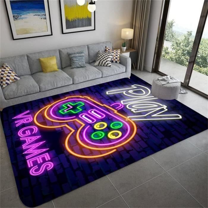 Tapis De Jeu Néon 3D 160x200 Cm - Motifs Graffiti, Antidérapant, Facile à Nettoyer - 9