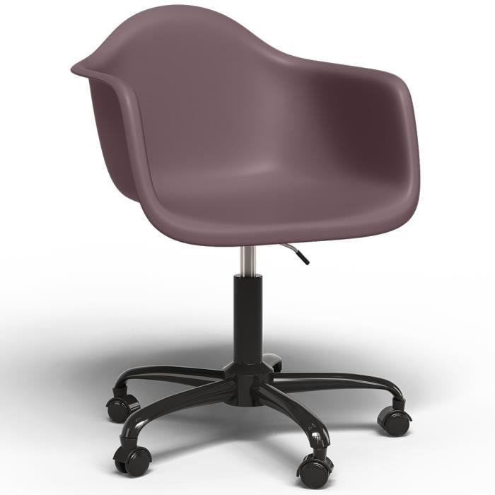 chaise de bureau avec accoudoirs - roulettes - emery taupe - violet