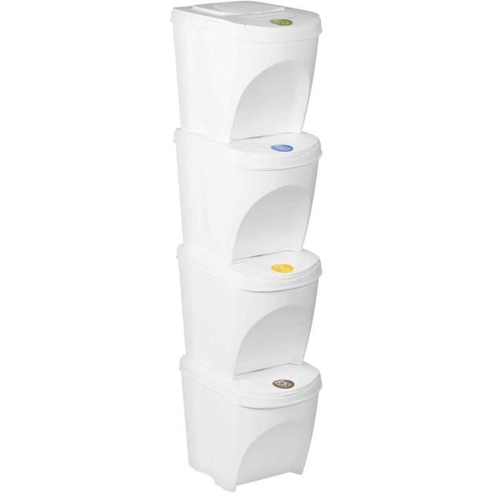 Poubelles De Tri Sélectif Prosperplast Sortibox - Lot De 4 X 25L, Blanc, Pour Cuisine