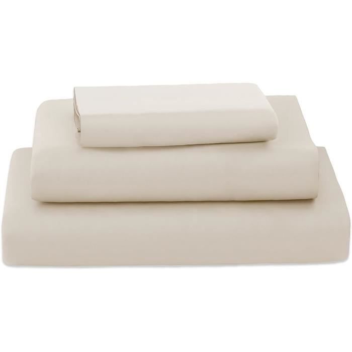 Parure De Lit 140X190-200 4 Pi?�ces En Microfibre - Drap Housse 140X200 Cm - Drap Plat 2 Personne 