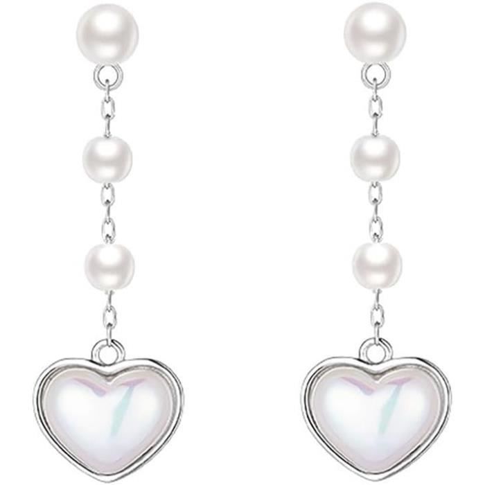 Boucles D'oreilles Pendantes Argent Rhodié Coeur Ref. 46767