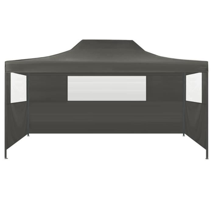 Tente de réception - Acier Anthracite - 3x4 m - Résistance UV - 3 parois amovibles - Pliable