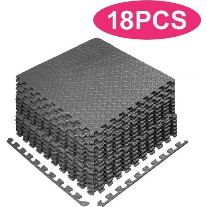 Tapis Puzzle en Mousse pour Enfant - Noir - 18 psc - 32x32 cm