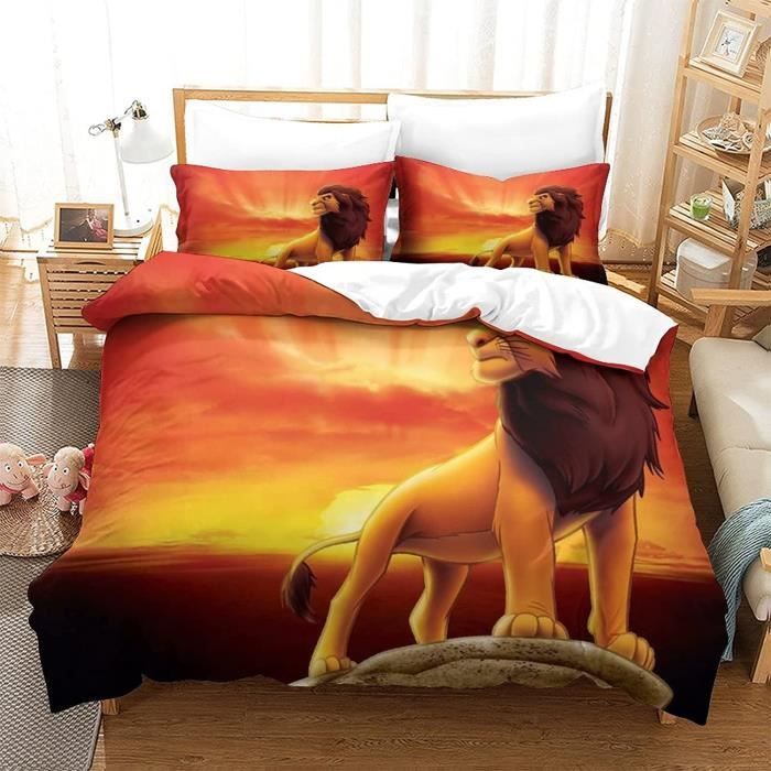 Housse De Couette 3D Animal Wolf Lion 3 Pièces - 220x240cm Microfibre Polyester