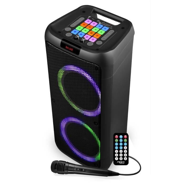 Enceinte autonome - FESTISOUND - SUNSET 208 - 600W - Sur batterie - Fa&ccedil;ade LED RVB