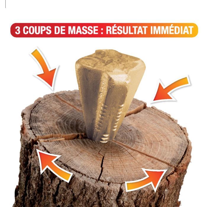 Kit Fendeur à Bois Manuel - 4 Outils (Fendeur, Massette, 2 Coins) - Acier Forgé - 11.4 Kg Total