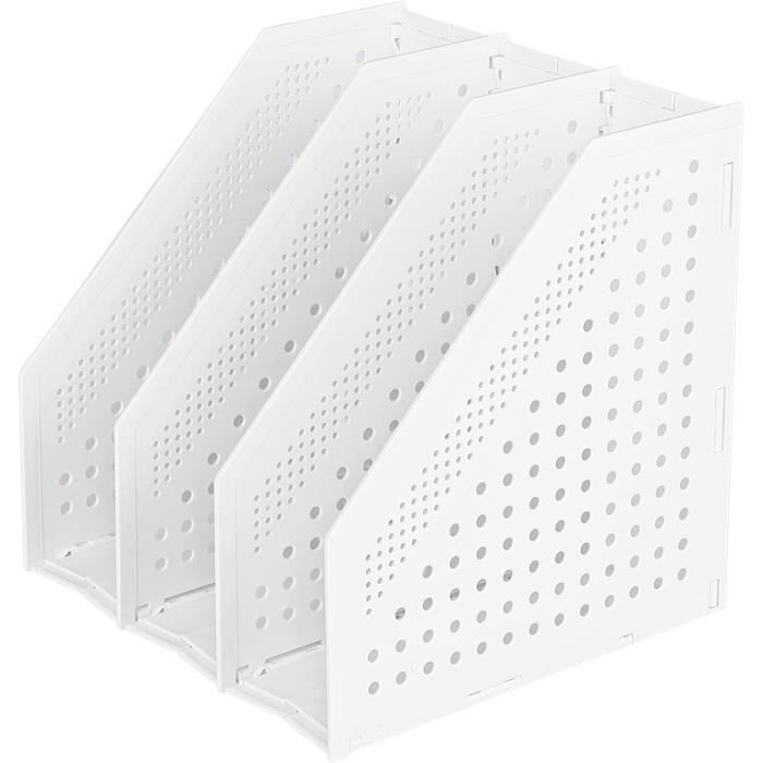 Porte-revues A4 Pliable En Plastique Gris - 4 Compartiments - Rangement Bureau école