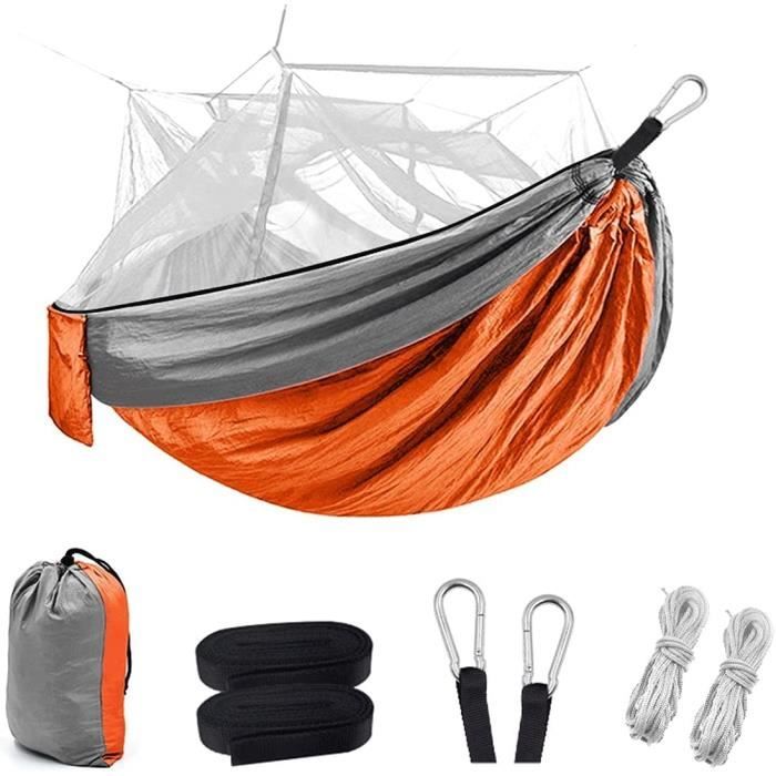 Hamac Camping Avec Moustiquaire Intégrée, Grand Format 11.2x4.6ft, Noir