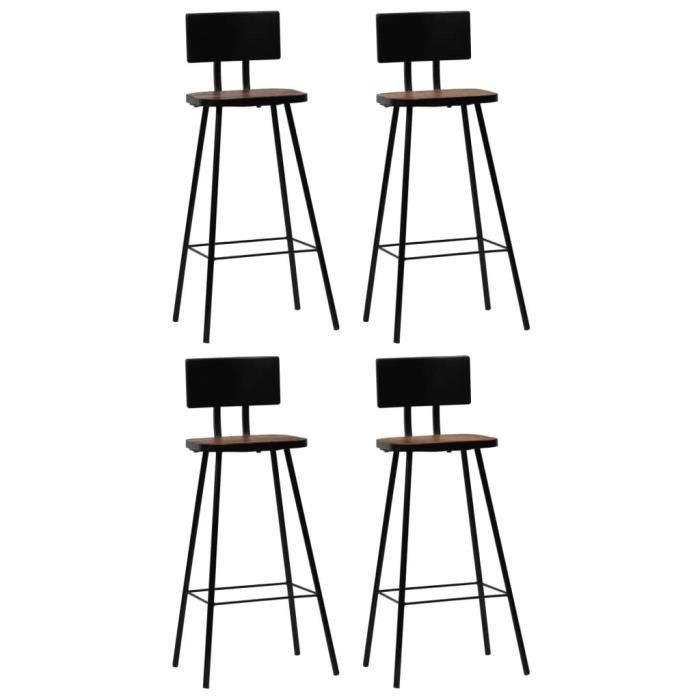 Lot de 4 Tabourets de bar Chaises Hautes de Cuisine en Bois Massif de Récupération - EXP-9986