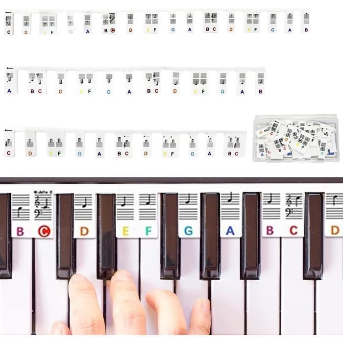 Autocollant Piano 88 Touches Stickers Piano en Silicone Etiquettes  Amovibles Piano Réutilisable Touche Piano Autocollant Clavier