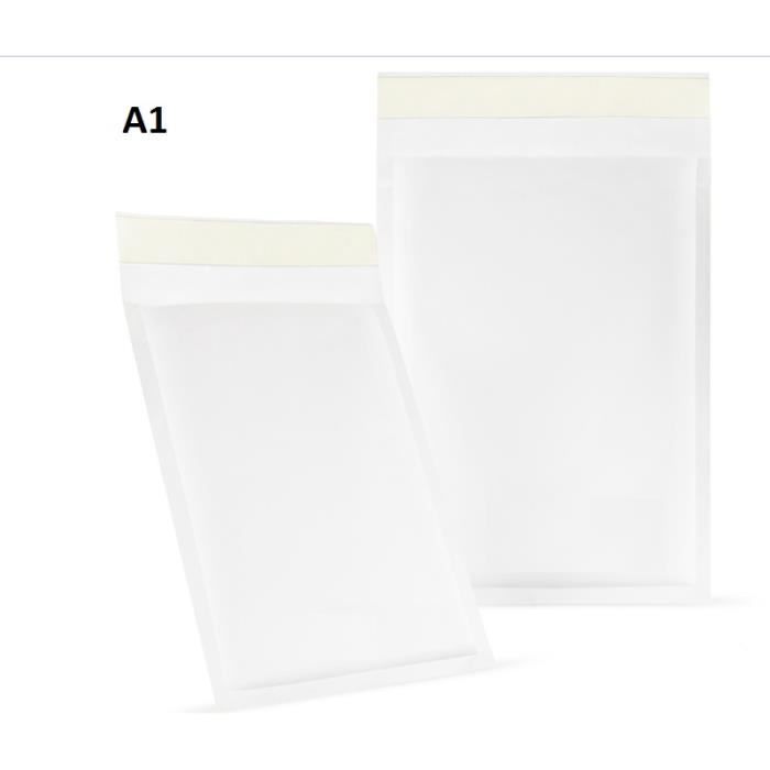 Lot De 400 Enveloppes Bulles Kraft Blanc A/1 - 100x165 Mm Intérieur - Pour Envois Postaux, Protection PRO