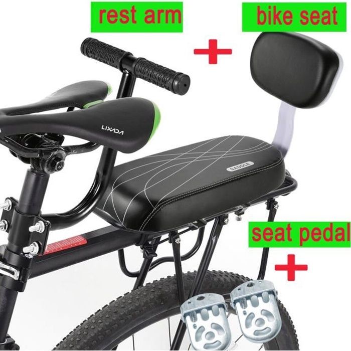 Le noir Siege arriere de velo avec repose pieds securite enfant avec poignee accoudoir pedale Cdiscount Sport