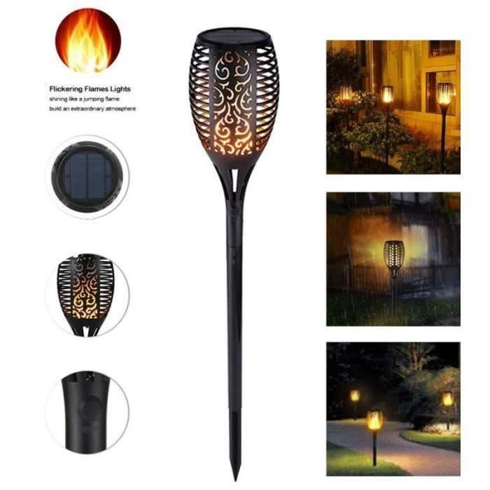 yf10848-led lampe à flamme solaire scintillement étanche décoration de jardin paysage pelouse lampe chemin éclairage torche