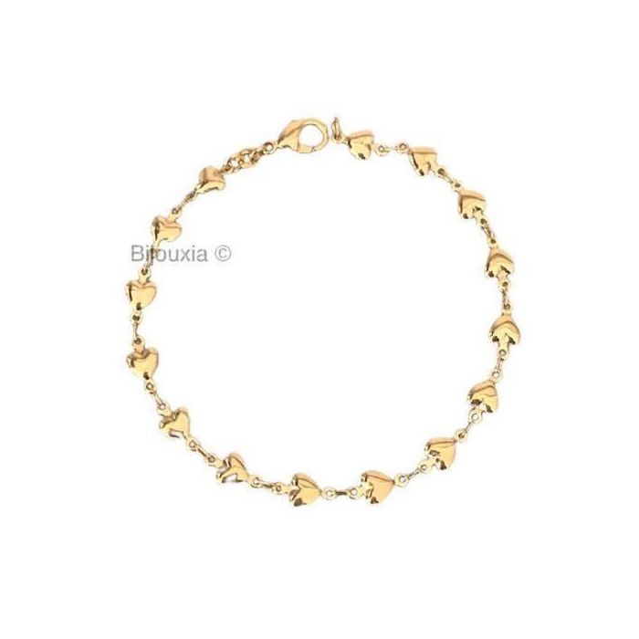 Bracelet 'Amour' En Maille Avec Cœurs - Plaqué Or 18 Carats - Neuf Avec étiquettes