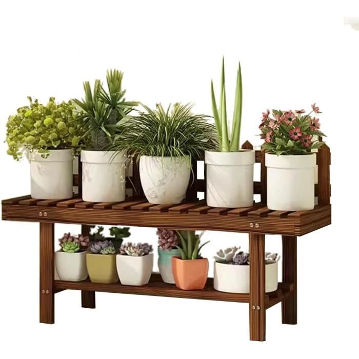 Étagère à Fleurs En Bois Massif - Banc échelle Pour Plantes, Taille S (80x25x48cm), Marron, Pour Intérieur/extérieur