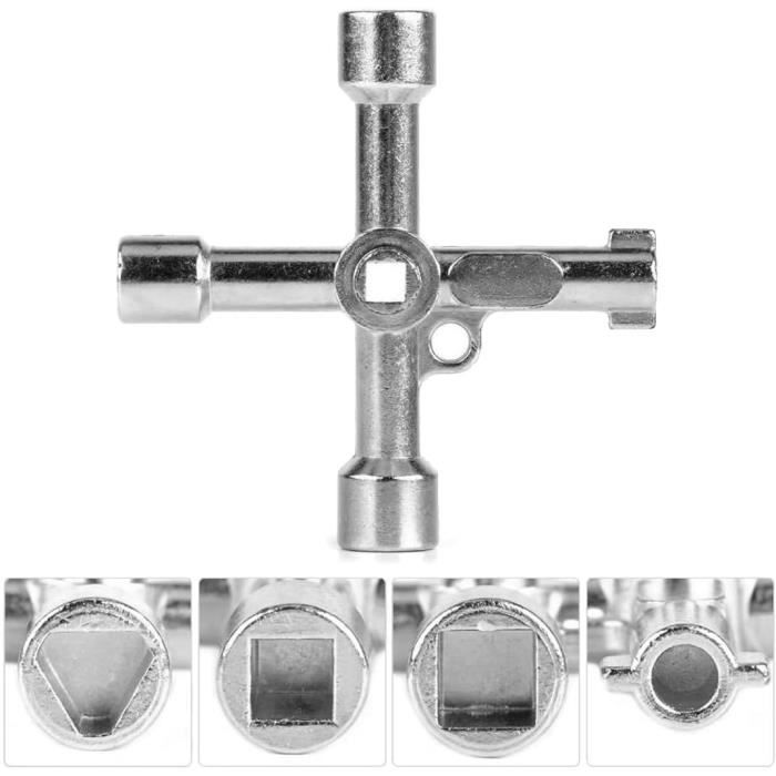 Clé En Croix 4 Voies UKOFEW – Pour Armoire électrique, Triangulaire, Alliage Zinc