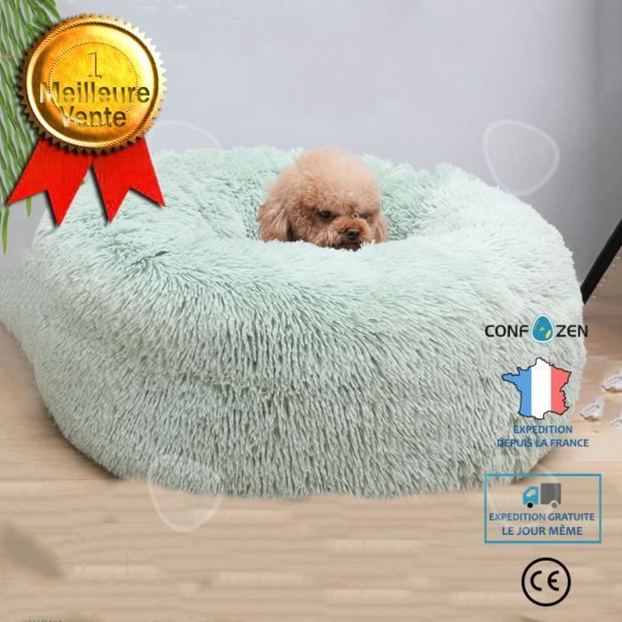 Comparer les prix de CONFO Lit moelleux rond pour Chat Chien  Lavable Deluxe Panier pour Animal Domestique-80x80cm vert