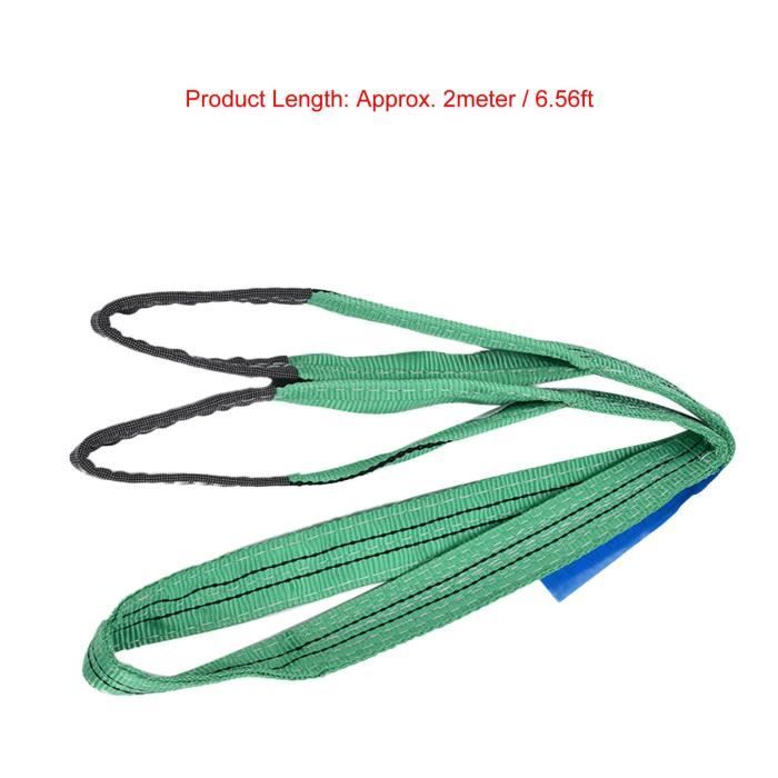 Sangle Élingue De Levage Polyester 3M - Capacité 2 Tonnes, Élingue Plate Grue Verte