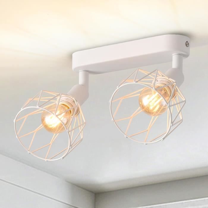 Plafonnier LED 3 Spots LVWIT Avec Barre Lumineuse - Blanc Rectangulaire GU10