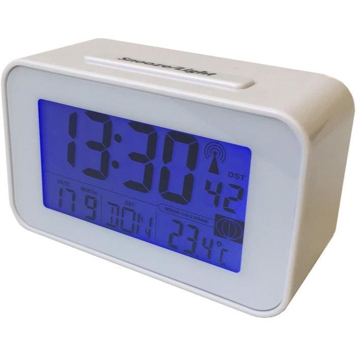Horloge Radio-pilotée Soytich Avec Thermomètre Et Réveil – écran Numérique Bleu – Moderne