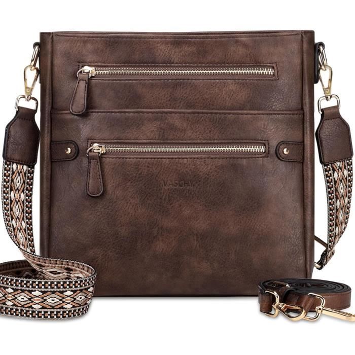 Sac Bandoulière Femme Petit - 6 Compartiments - Bandoulière Réglable - 26x9x24 Cm, 0,55 Kg - 9 Couleurs Disponibles - Atgbiem - 11