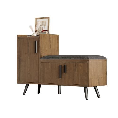 Meuble Coffre Armoire à Chaussures Style Scandinave dentrée et salon L100 x P40 x H58 cm espace rangement tabouret rembourrés