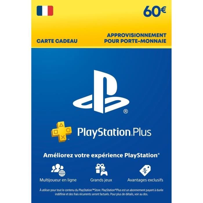 Carte cadeau numérique de 60€ à utiliser sur le PlayStation Store