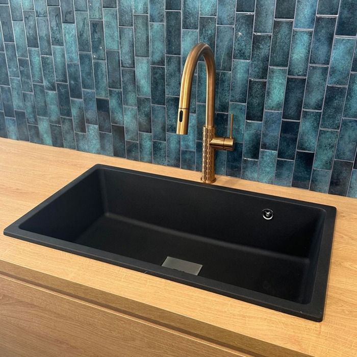 Carrit Évier 1 grande cuve seule en granit - Noir - Essebagno