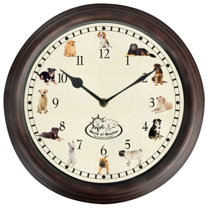 Esschert Design Horloge avec sons de chien