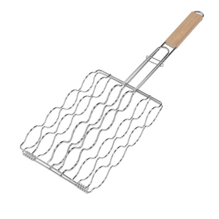 Panier à Grillades Roulant En Acier Inoxydable Avec Poignée En Bois Et Paniers Amovible Outils Pour Les Legumes Les Crevettes La Cuisine En Plein Air Le Camping Les Pique Niques