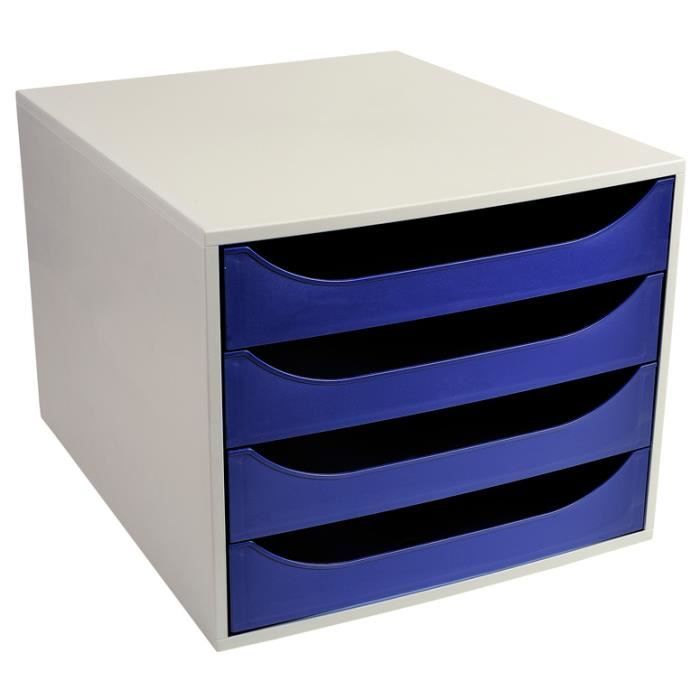Caisson individuel - EXACOMPTA - ECOBOX - 4 tiroirs - Bleu - Gris/bleu nuit