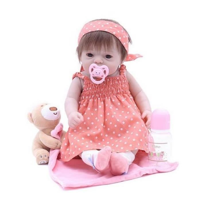 46 cm Reborn Poupee A La Main Plein Silicone bebe reborn fille Poupee Boneca Dans Mignon Vetements faux bebe poupees Cdiscount Jeux Jouets