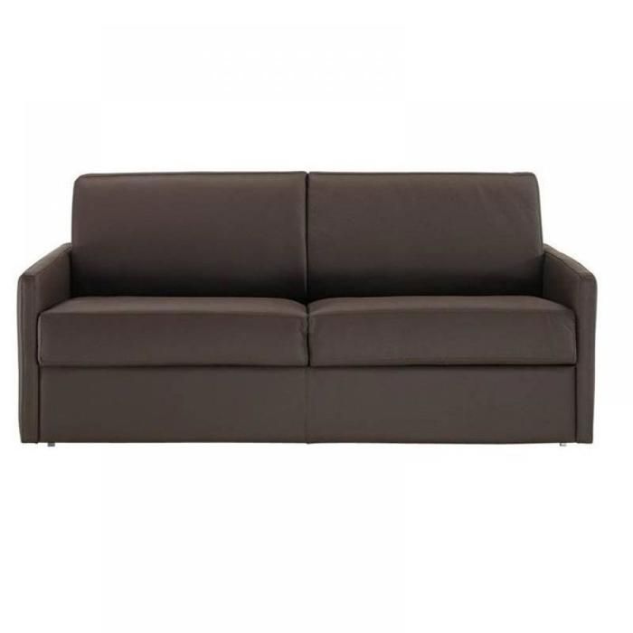 Canape Lit 2 3 Places Sun Convertible Express 120cm Cuir Vachette Marron Matelas Epaisseur 16cm Marron Cuir Inside75 Cdiscount Maison