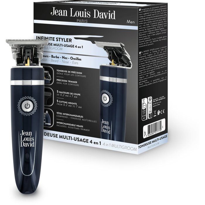 Tondeuse multi-usage 4-en-1 - JEAN LOUIS DAVID - Infinite Styler - 60 min - 4 sabots - Bleu nuit