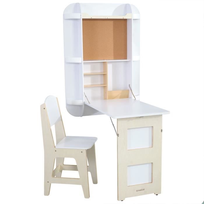 Kidkraft - Bureau pliable en bois pour enfant avec chaise inclus Arches Floating - Blanc