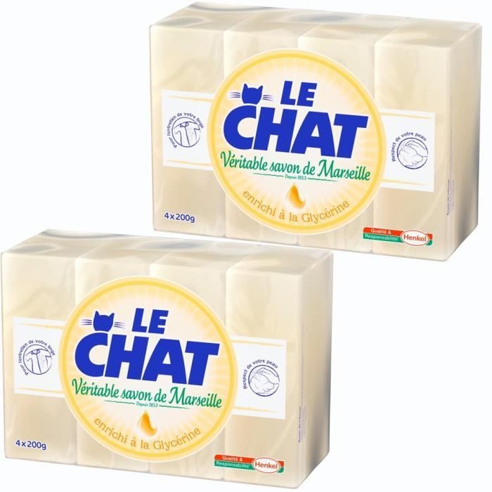 Veritable Savon De Marseille Pour Le Linge Le Chat Veritable Savon De Marseille Savon D Entretien Glycerine Pain De Savon 4 X 200 G Lot De 2 Achat Vente Savon Syndets Le Chat Veritable Savon D Cdiscount