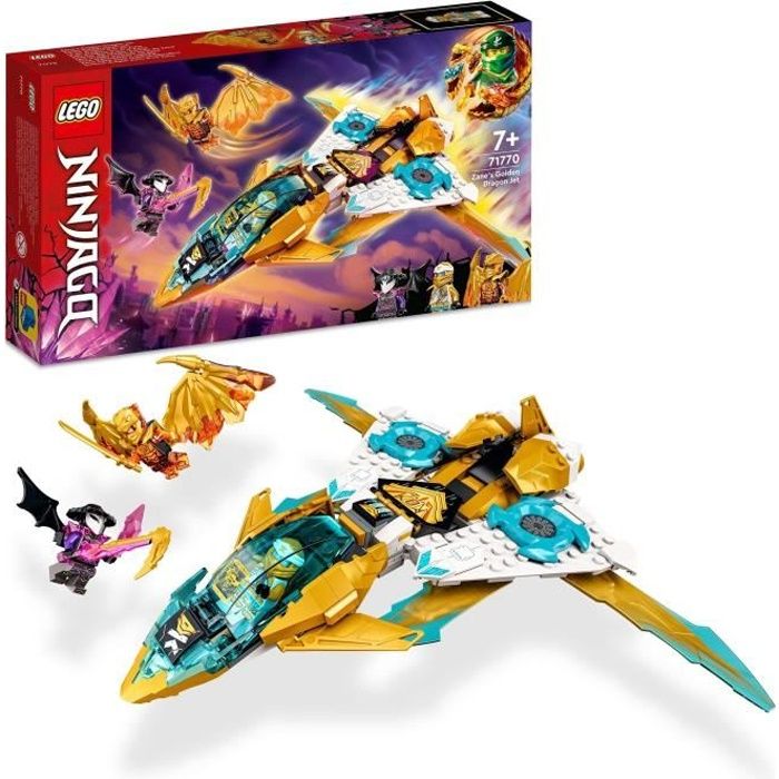 LEGO® NINJAGO 71770 Le Jet Dragon d’Or de Zane Jouet dAvion et Figurines pour Enfants
