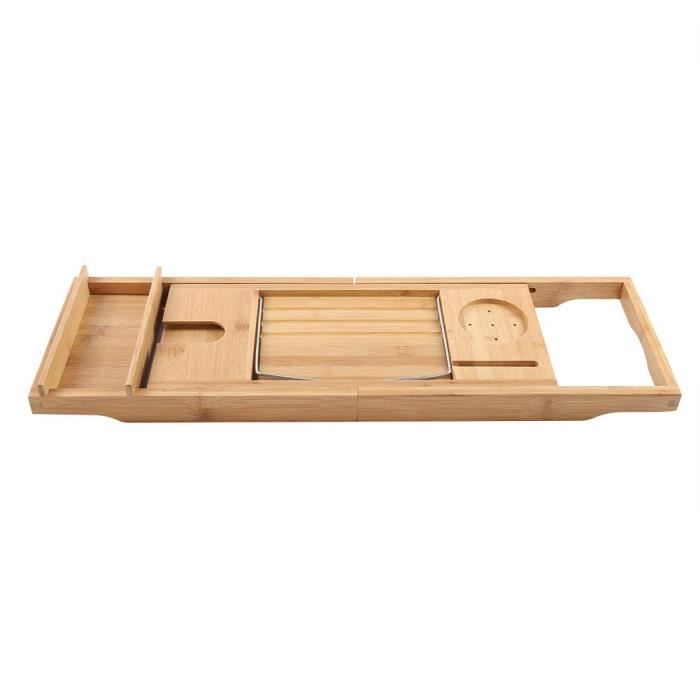 Panier De Bain En Bambou Trixes - Avec Porte-livres, Porte-bouteilles, Pour Spa à La Maison