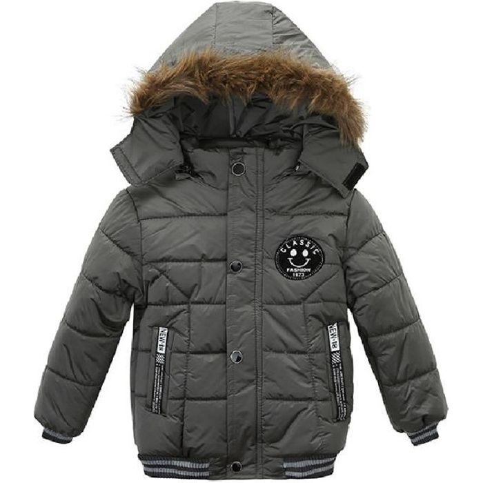 Doudoune enfant garcon en coton capuche fourrure chaud epaisse mignon SIMPLE FLAVOR Gris Cdiscount Pret a Porter